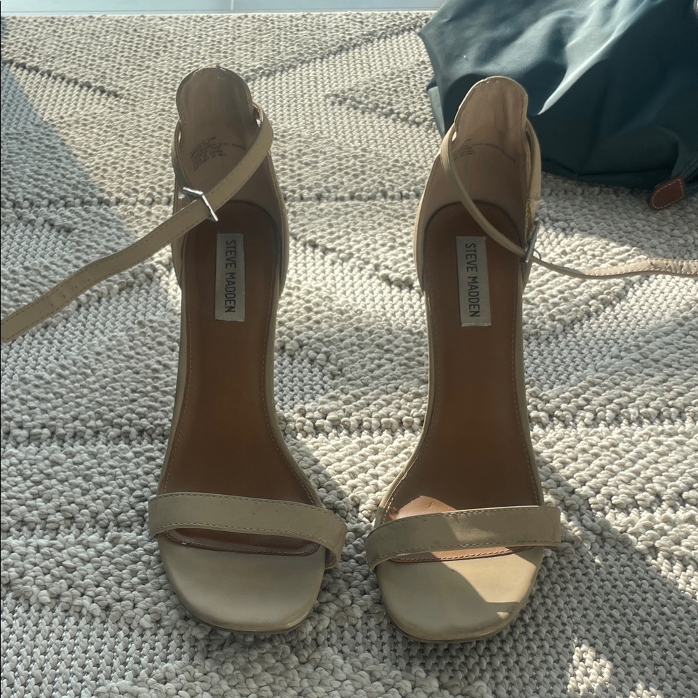 Steve Madden Beige Ankle Strap Heels
